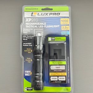 XP910 Lux Pro 1000 Lumen LED Tactical Flashlight with Rechargeable Battery